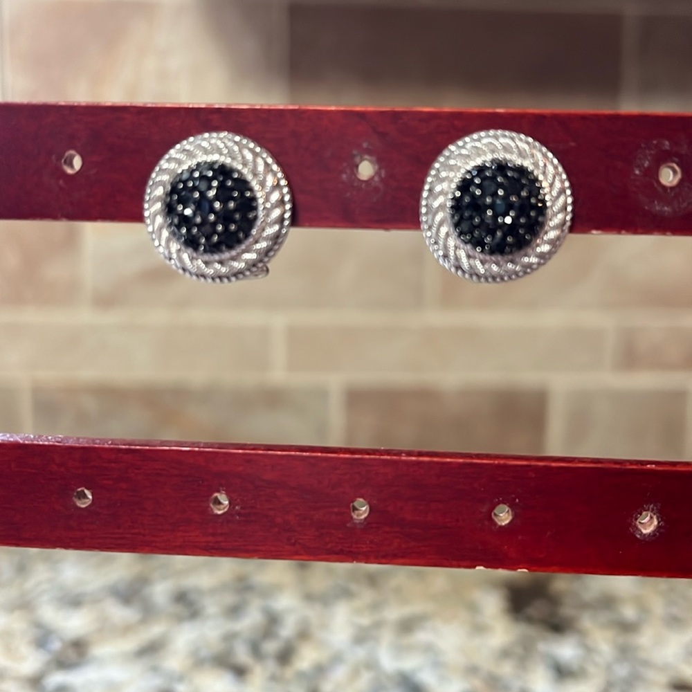Judith Ripka Sterling Silver and Black Spinel Earrings